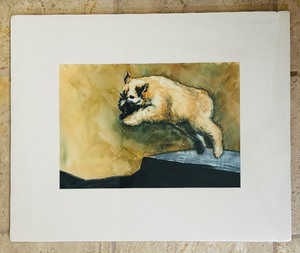 lot 381 image: Matted Original Artwork by Helen Moreland Featuring an Adorable Canine