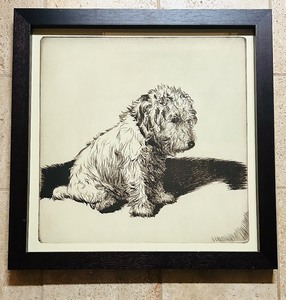 lot 341 image: Black and White Art Print Featuring and Endearing Canine