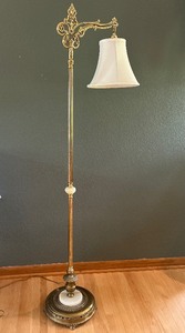 lot 20A image: Vintage 60-Inch Brass Floor Lamp with Ornate Detailing