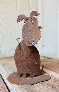 lot 159 image: Rustic Metal Dog Sculpture, 10 Tall