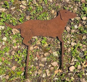 lot 149 image: Rustic Metal Dog Silhouette Garden Stake