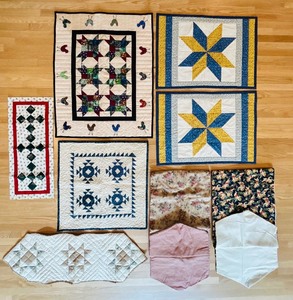 lot 94 image: Collection of Handcrafted Quilted Table Runners and Wall Hangings