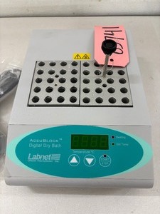 lot 63 image: Labnet AccuBlock D1200 Digital Dry Bath with microprocessor control, heats up to 150°C for precise, uniform sample heating. Compact, reliable, and versatilegreat for labs handling incubation, enzyme reactions, and other temperature-sensitive tasks.