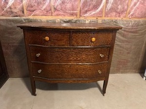 lot 2 image: Antique Caldwell Bow Front Dresser - MUST BRING HELP TO MOVE