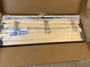 lot 7 image: Full Sized Upholstered Platform Bed Frame - Beige