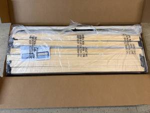 lot 9 image: Full Sized Upholstered Platform Bed Frame - Beige