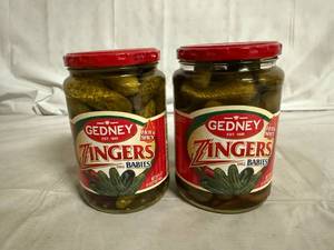lot 194 image: 2 Jars of Gedney Zingers Babie Pickles