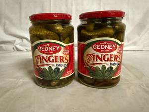 lot 197 image: 2 Jars of Gedney Zingers Babie Pickles