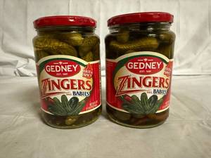lot 199 image: 2 Jars of Gedney Zingers Babie Pickles