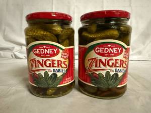 lot 200 image: 2 Jars of Gedney Zingers Babie Pickles