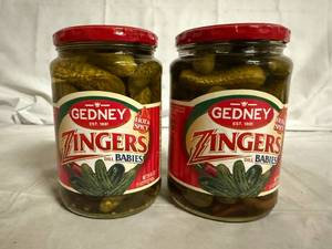 lot 201 image: 2 Jars of Gedney Zingers Babie Pickles