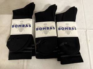 lot 71 image: 3 Pair of Black Bombas Socks - Large
