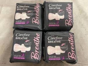 lot 58 image: 4 x 12ct Care Free Breathe Ultra Thin Pads with Wings
