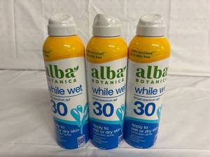 lot 381 image: 3 Bottles of Alba Botanica While Wet 30 SPF Suncreen