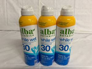 lot 383 image: 3 Bottles of Alba Botanica While Wet 30 SPF Suncreen