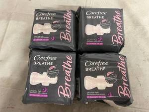 lot 61 image: 4 x 12ct Care Free Breathe Ultra Thin Pads with Wings