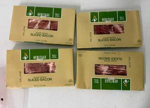 lot 74 image: F. 4x 12oz Hickory Smoked Sliced Bacon-Heritage Farm