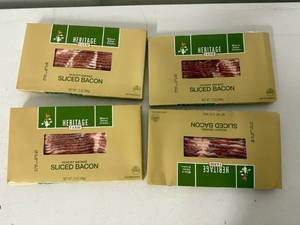 lot 76 image: F. 4x 12oz Hickory Smoked Sliced Bacon-Heritage Farm