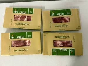 lot 77 image: F. 4x 12oz Hickory Smoked Sliced Bacon-Heritage Farm