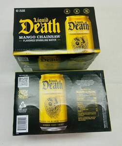 lot 392 image: 2x 6pk Liquid Death Water-Mango Chainsaw Sparkling Water