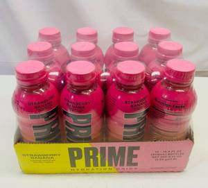 lot 362 image: 12x 16.9oz Prime Hydration-Strawberry Banana