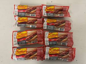 lot 195 image: 8x 6ct Frozen Sahlens Beef Franks