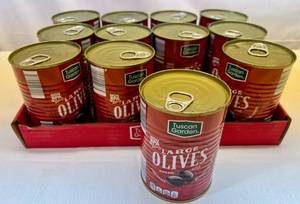 lot 350 image: 12x 6oz Large Black Ripe Olives-Tuscan Garden