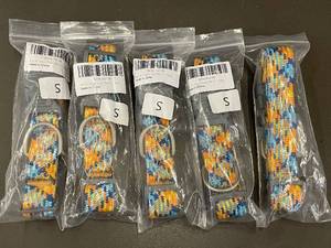lot 60 image: Set of 5 Adjustable Dog Collars Size S, Blue and Orange Pattern