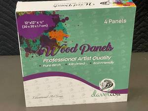 lot 88 image: Davelou Wood Panels for Artists - 12X12 4 Pack