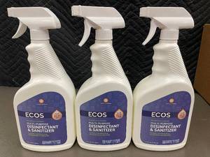 lot 100 image: Set of 3 ECOS Multi-Purpose Disinfectant & Sanitizer - Fresh Citrus Scent