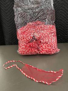 lot 143 image: Set of Mesh Christmas Stockings with Red and White Trim