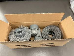 lot 147 image: Set of Industrial Cleaning Brushes - Round, Flat, and Corner