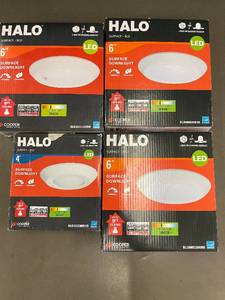 lot 176 image: Set of 4 Halo LED Surface Downlights, 6-Inch and 4-Inch