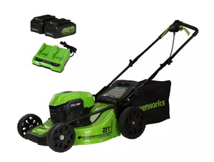 lot 7 image: Greenworks POWERALL 21 24V 5Ah Cordless Brushless Self-Propelled Mower Kit