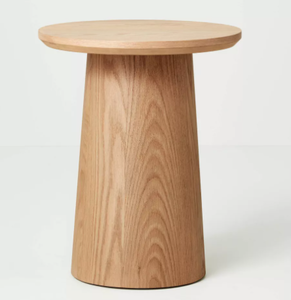 lot 11 image: Wooden Round Pedestal Accent Side Table - Hearth & Hand with Magnolia
