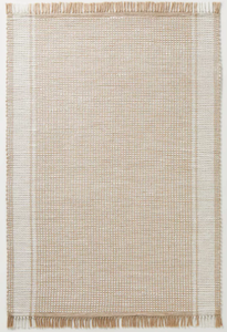 lot 23 image: Wide Border Stripe Handmade Woven Area Rug TanCream - Hearth & Hand with Magnolia