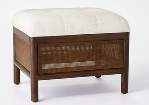 lot 54 image: Woodspring Cane Base Ottoman Dark WalnutCream - Threshold Designed with Studio McGee