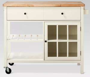 lot 66 image: Windham Wood Top Kitchen Island Off-White - Threshold Pine & Rubberwood Frame