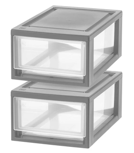 lot 102 image: 4PCS IRIS USA, 6QT Plastic Storage Modular Stacking Drawers