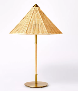 lot 106 image: Table Lamp with Tapered Rattan Shade Gold - Threshold