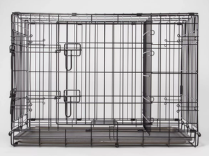 lot 107 image: Wire Collapsible Dog Crate - Black - Boots & Barkley- Large