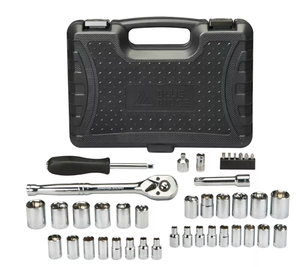 lot 130 image: 41PCS Blue Ridge Tools Mechanics Socket Kit Steel Non-Powered Hand Tool Set with Storage Tray