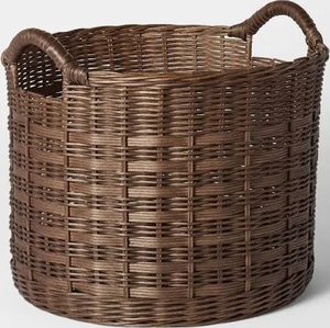 lot 244 image: Threshold Round Rattan Decorative Basket