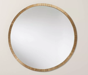 lot 255 image: Pleated Brass Round Wall Mirror Antique Finish - Hearth & Hand with Magnolia