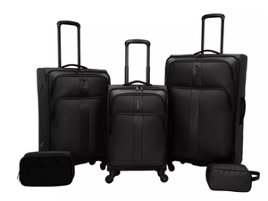 lot 42 image: 5PCS Skyline Softside Checked Spinner Luggage Set