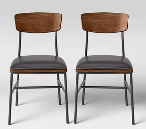 lot 92 image: 2PCS Telstar Mid-Century Modern Mixed Material Dining Chair - Threshold