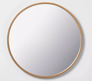 lot 128 image: Round Wood Framed Wall Mirror - Hearth & Hand with Magnolia