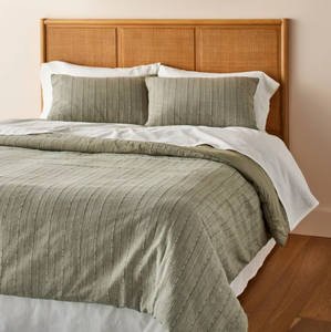 lot 168 image: 3PCS FullQueen Washed Loop Stripe Comforter Bedding Set - Hearth & Hand with Magnolia