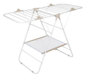lot 292 image: Mainstays Folding Steel and Mesh Freestanding Wing Clothes Drying Rack
