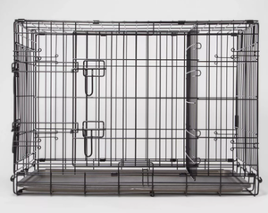lot 331 image: Wire Collapsible Dog Crate - Black - Boots & Barkley- Medium Size